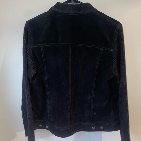 Relativity Women’s Black Suede and Knit Sleeve Medium Fall Casual Jacket - Picture 6 of 6